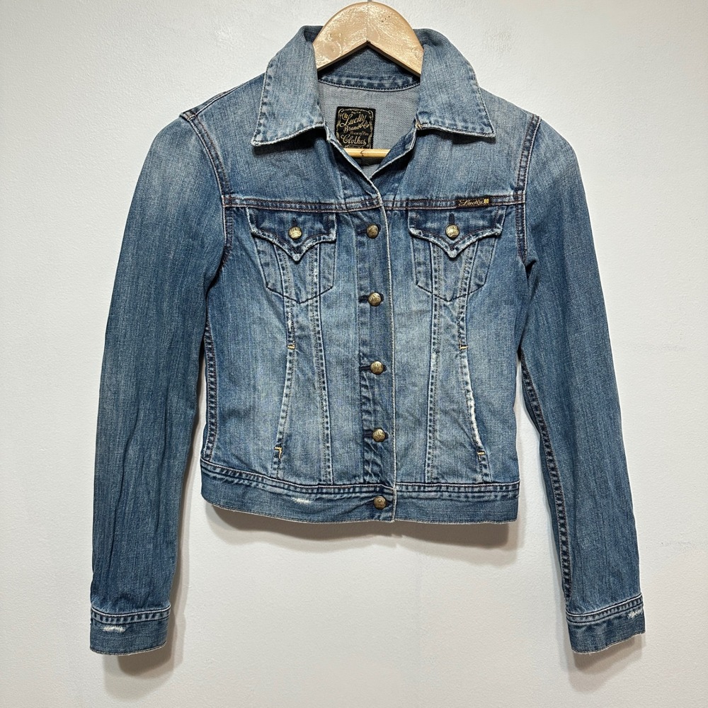 Vintage Y2K‎ Lucky Brand Jean Jacket Womens Small Blue Denim Trucker Casual